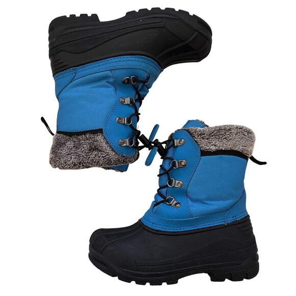 Oaki Kids Lace up Black and Blue Snow Winter Boot Size 3 - Picture 1 of 8